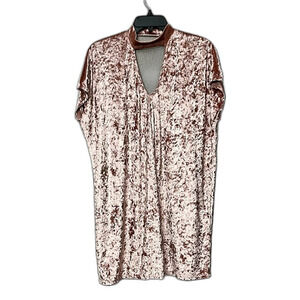 Cherish Choker Style Neckline Crushed Velvet Velour Shift Dress Size Medium